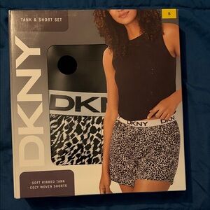 DKNY Black Tank and Patterned Shorts Set